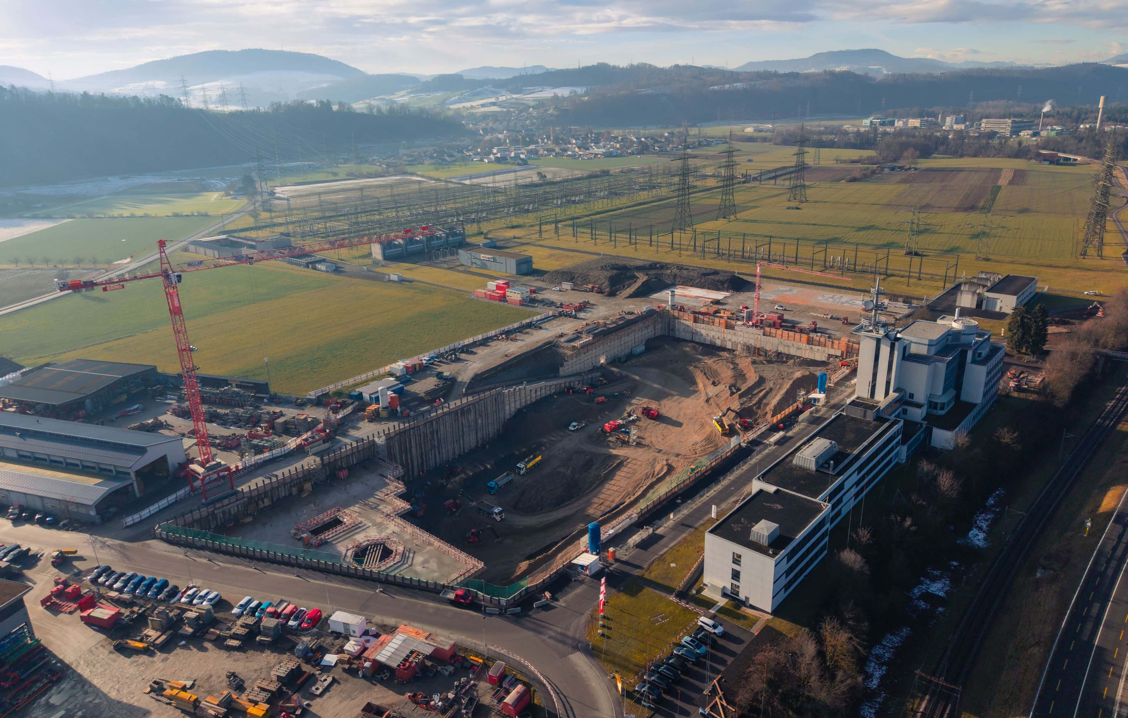 Drohnenaufnahme Stern von Laufenburg mit FlexBase TZL Baustelle und Gebäude