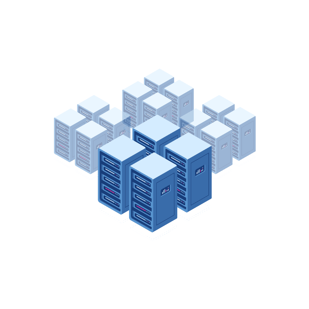 Isometrische Grafik KI-Rechenzentrum